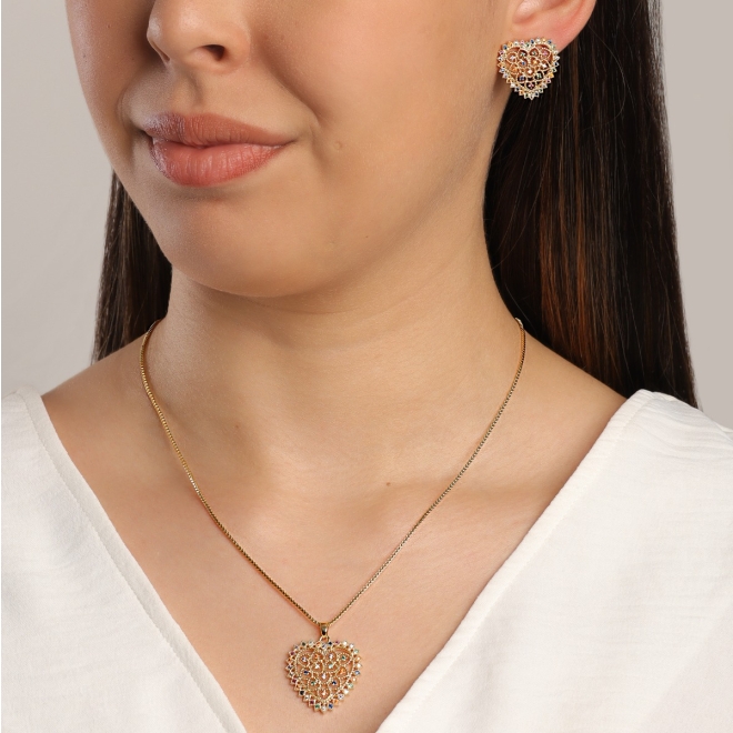 CJX-00066 CONJUNTO CORAÇÃO VAZADO E MICRO ZIRCONIAS