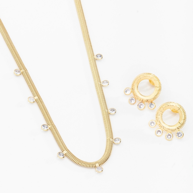 CJX-00132 CONJUNTO COM DESIGN MODERNO E DETALHES EM ZIRCÔNIAS