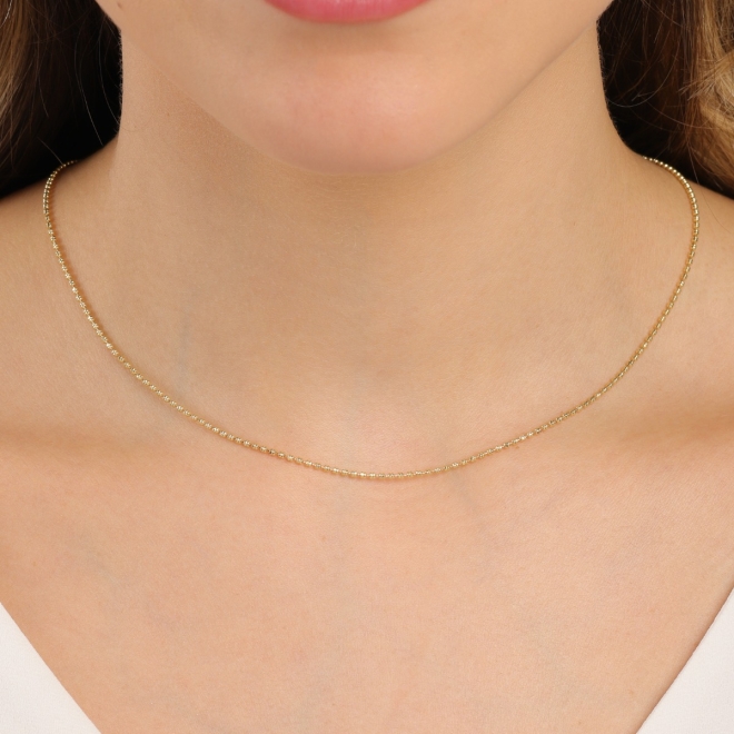 CR-00144 COLAR BANHADO A OURO 18K COM CORRENTE DE ESFERAS TEXTURIZADAS E ACABAMENTO POLIDO