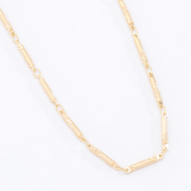 CR-00242 CORRENTE BANHADA A OURO 18K COM CANUTILHOS TEXTURIZADOS 