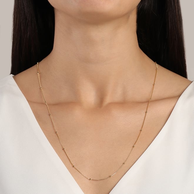 CR-00252 CORRENTE BANHADA A OURO 18K COM MALHA VENEZIANA E MINI ESFERAS