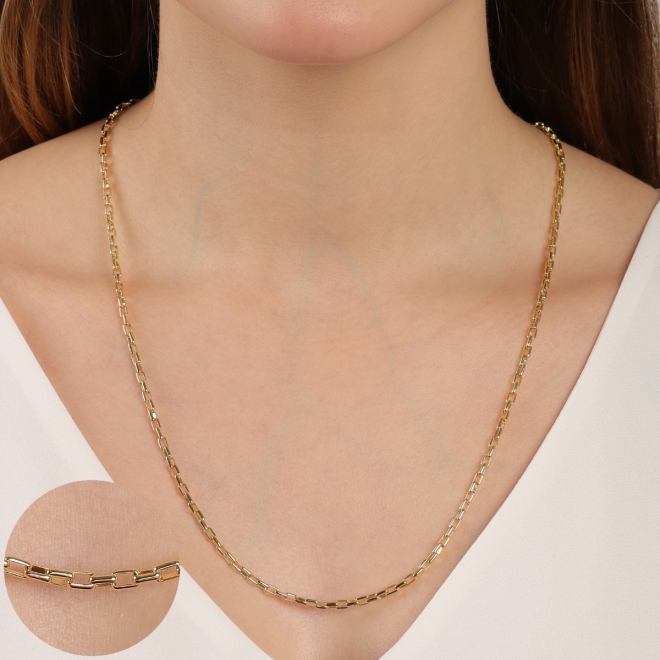 CR-00260 COLAR BANHADO A OURO 18K COM CORRENTE EM ELOS RETANGULARES