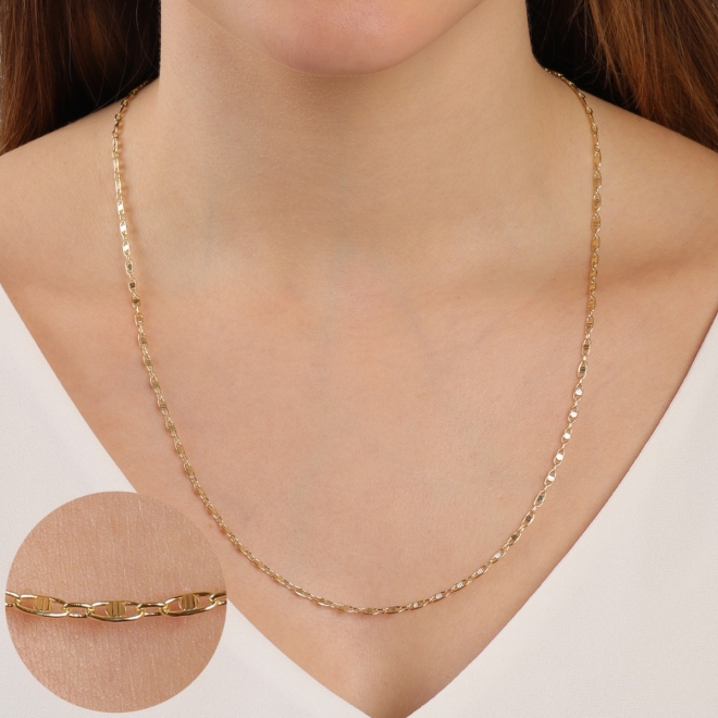CR-00266 COLAR BANHADO A OURO 18K COM CORRENTE ELO PIASTRINE