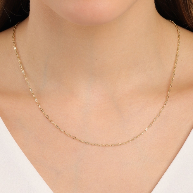 CR-00317 CORRENTE BANHADO A OURO 18K COM ELOS ALONGADOS