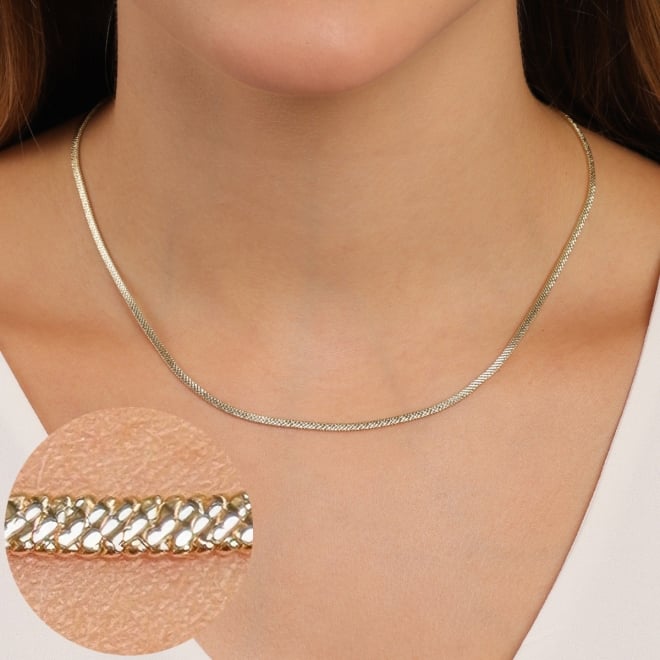 CR-00396 COLAR BANHADO A OURO 18K COM CORRENTE TIPO FITA TRABALHADA NA MALHA