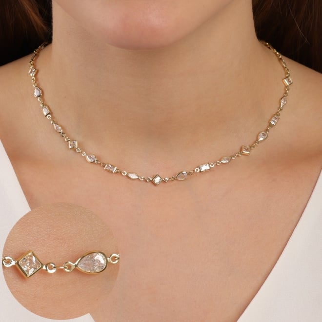 CX-0004-CHOKER COM ZIRCÔNIAS GEOMÉTRICA