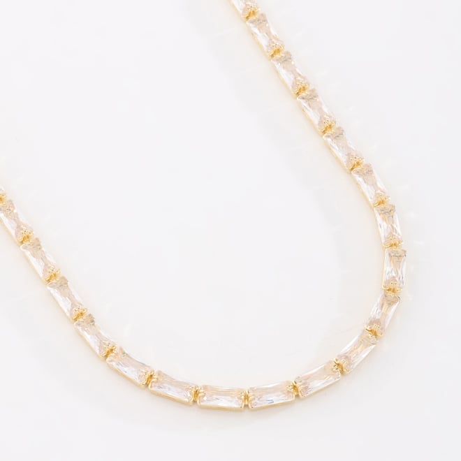 CX-0031 CHOKER BANHADO A OURO 18K COM ZIRCÔNIAS EM FORMATO BAGUETE