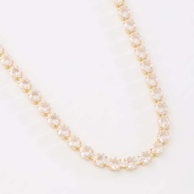 CX-0059- CHOKER BANHADA A OURO 18K COM CORRENTE RIVIERA CRAVEJADA EM ZIRCÔNIAS