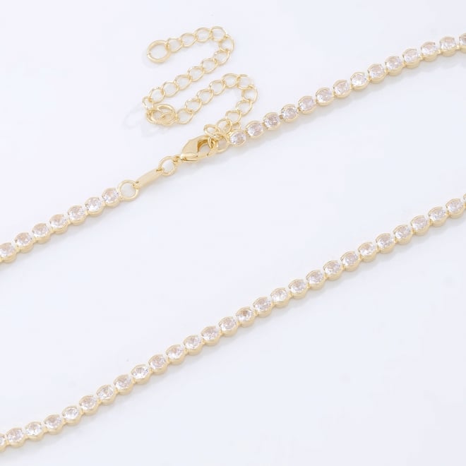 CX-0061 CHOKER BANHADA A OURO 18K COM DETALHES CRAVEJADOS EM ZIRC&Ocirc;NIA