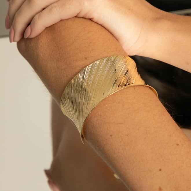 BL-00084 BRACELETE BANHADO A OURO 18K COM DESIGN TEXTURIZADO