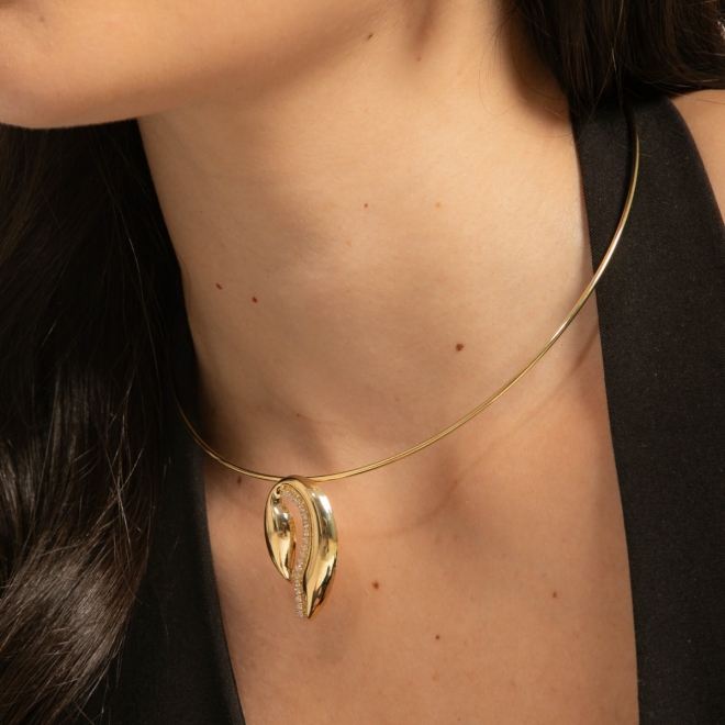 CH-0326 CHOKER COM DESIGN ORGÂNICO E DETALHES EM ZIRCÔNIAS