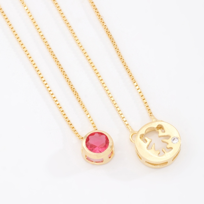ES-0008 ESCAPULÁRIO BANHADO A OURO 18K COM PINGENTE DE MENINA E PONTO DE LUZ