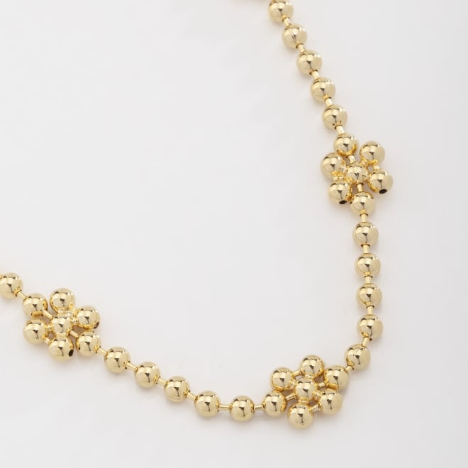GI-00045 COLAR INFANTIL BANHADO A OURO 18K COM DETALHES EM ESFERAS E MINI FLORES