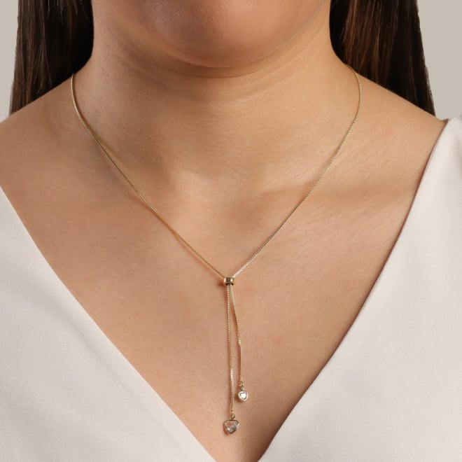GR-00091 COLAR BANHADO A OURO 18K GRAVATA REGULÁVEL COM CORAÇÕES DE ZIRCÔNIAS