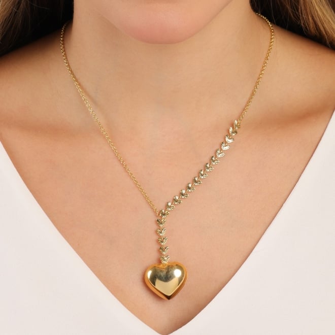 GR-00114 COLAR GRAVATINHA BANHADO A OURO 18K COM PINGENTE LISO EM FORMATO DE CORAÇÃO