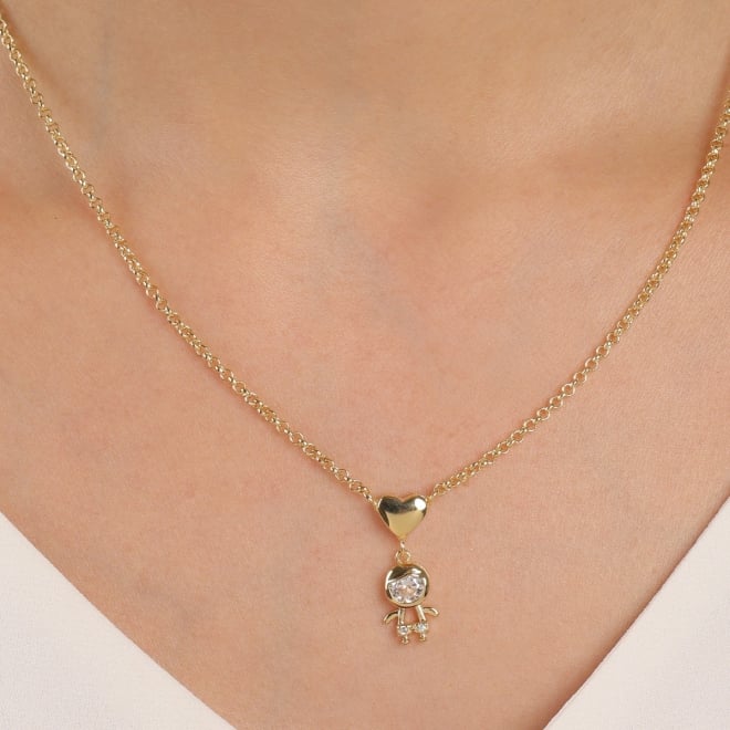 GR-00125 GARGANTILHA BANHADA A OURO 18K COM PINGENTE DE  MENINO