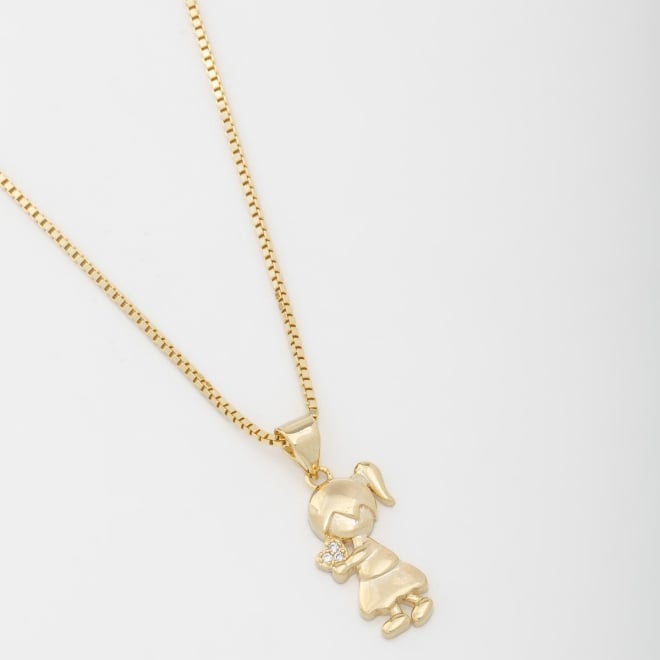 GR-00297 GARGANTILHA BANHADA A OURO 18K COM PINGENTE DE MENINA