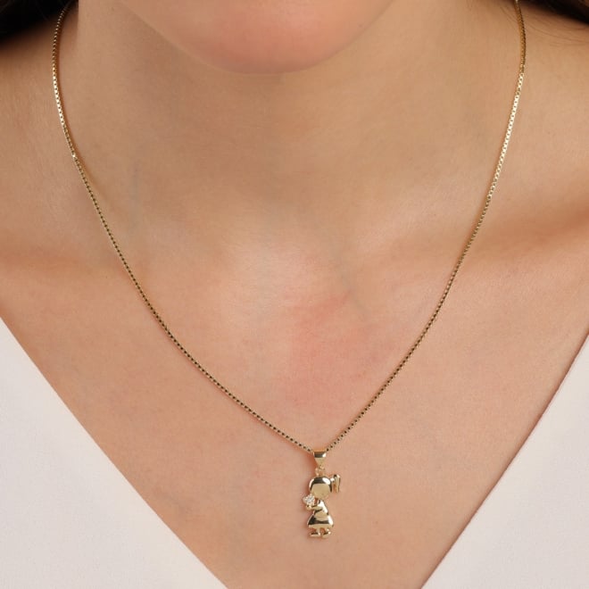 GR-00298 GARGANTILHA BANHADA A OURO 18K COM PINGENTE  DE MENINA