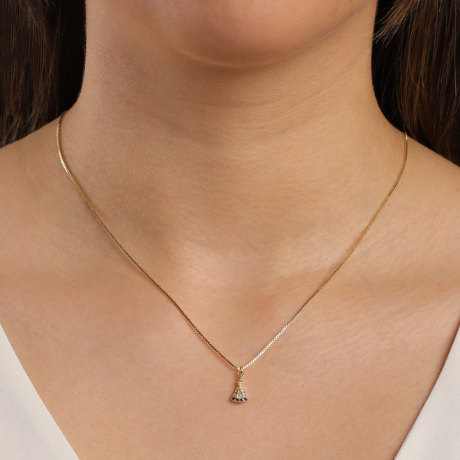 GR-00303 COLAR DE NOSSA SENHORA COM DETALHES EM ZIRCÔNIAS 