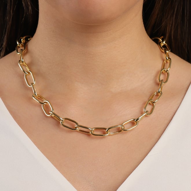 GR-00559 COLAR BANHADO A OURO 18K COM ELOS OVAIS GRANDES