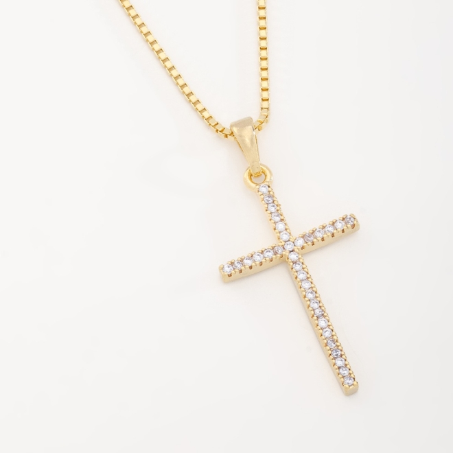 GR-00563 COLAR COM CRUZ EM ZIRCÔNIAS