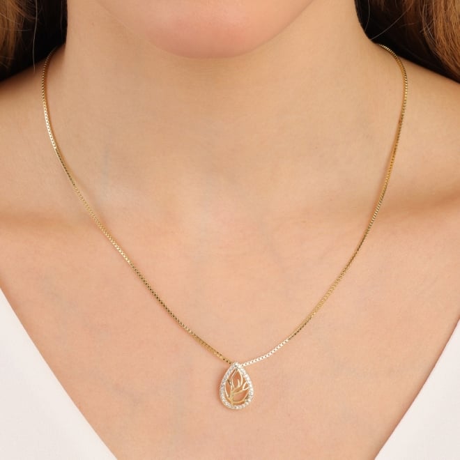 GR-00571-GARGANTILHA BANHADA A OURO 18K COM PINGENTE  DE GOTA