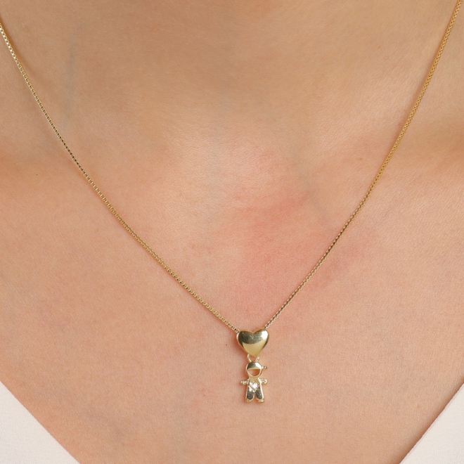 GR-00785 GARGANTILHA BANHADA A OURO 18K COM PINGENTE DE MENINO