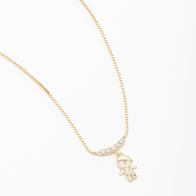 GR-00851 COLAR BANHADO A OURO 18K COM PINGENTE DE MENINO CRAVEJADO EM ZIRCÔNIAS