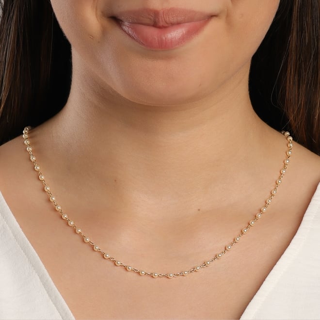 GR-00938 COLAR BANHADO A OURO 18K COM CORRENTE DELICADA E PÉROLAS
