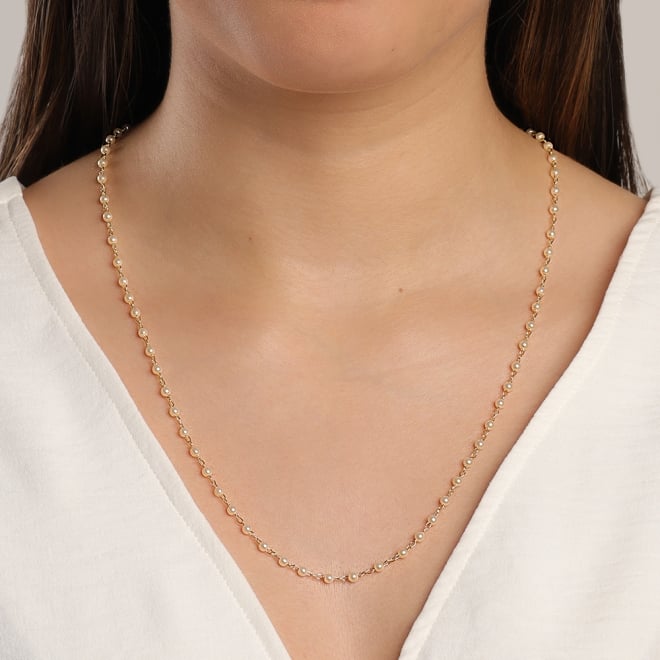 GR-00940 COLAR BANHADO A OURO 18K COM MINI PÉROLAS DE 3 MM - 80 CM