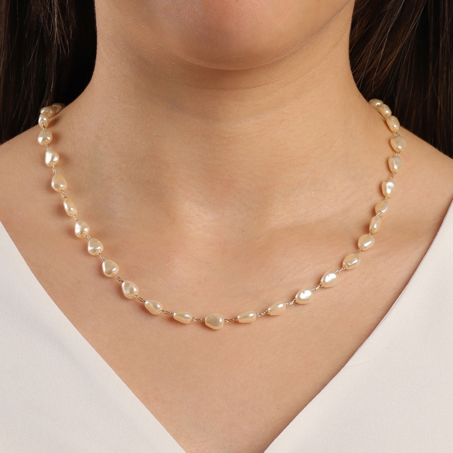 GR-01262 COLAR BANHADO A OURO 18K COM PÉROLAS IRREGULARES