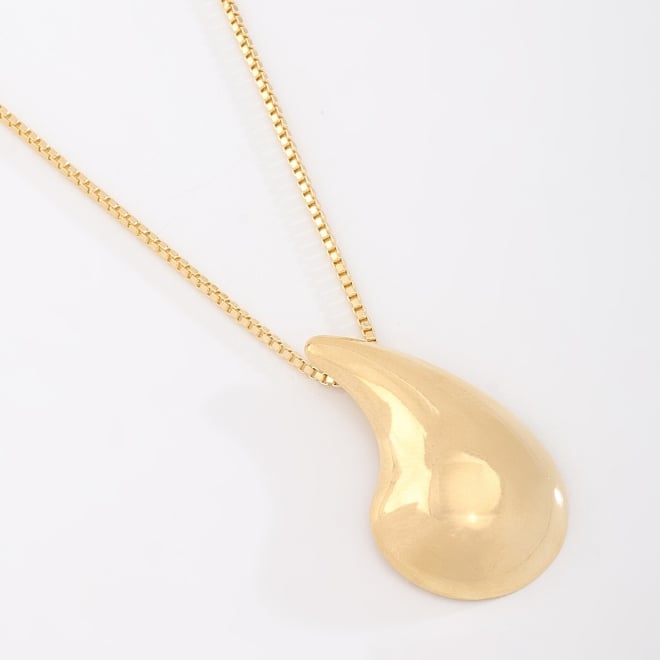 GR-01263 COLAR COM PINGENTE LISO EM FORMATO ORGÂNICO DE GOTA