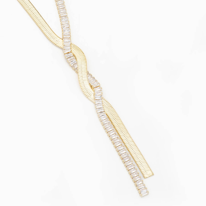 GR-01347 COLAR COM DESIGN ENTRELAÇADO E DETALHES EM ZIRCÔNIAS