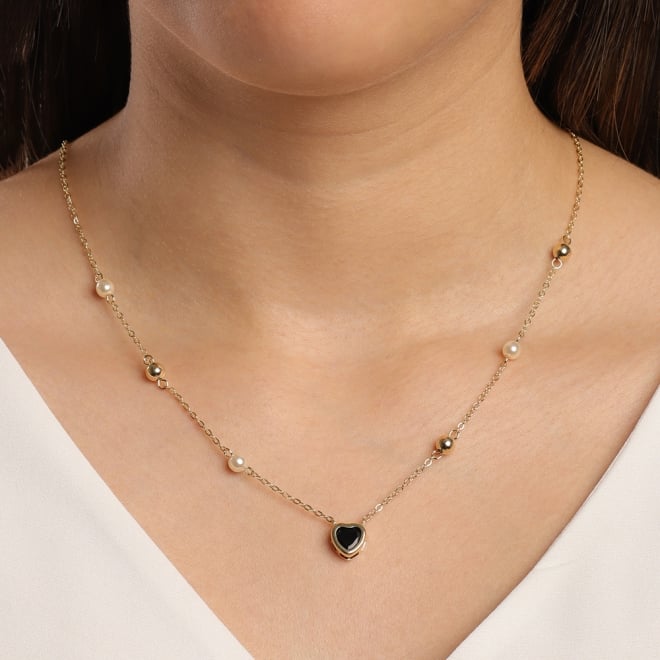 GR-01423 COLAR BANHADO A OURO 18K COM PINGENTE EM FORMATO DE CORAÇÃO
