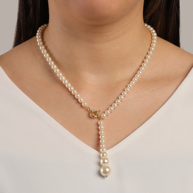 GR-01441 COLAR BANHADO A OURO 18K GRAVATA COM PÉROLAS E FECHO FRONTAL