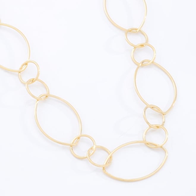 GR-01509 COLAR BANHADO A OURO 18K LONGO COM ELOS OVAIS INTERCALADOS