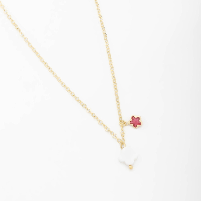 GR-01630 COLAR BANHADO A OURO 18K COM CORRENTE EM ELOS DELICADOS GRUMET, PINGENTE EM MADRE PÉROLA