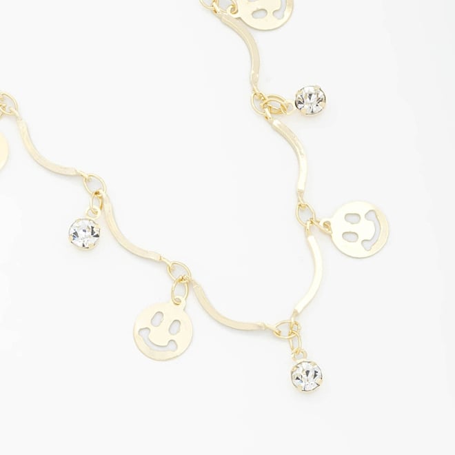 GR-01698 COLAR COM PINGENTES DE SMILE E DETALHES EM ZIRCÔNIA
