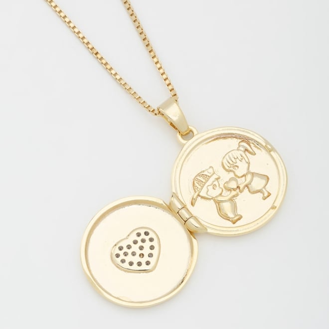 GR-01767 COLAR COM MEDALHÃO ABRÍVEL E GRAVAÇÃO ROMÂNTICA