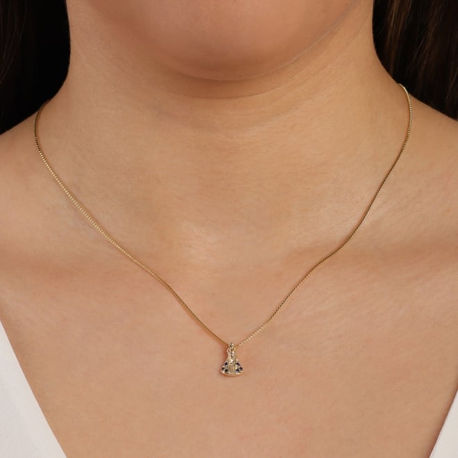 GR-01941-GARGANTILHA NOSSA SENHORA APARECIDA COM ZIRCONIAS AZUIS