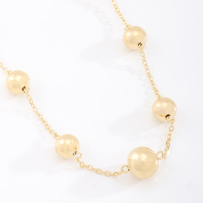 GR-02051 COLAR BANHADO A OURO 18K COM CORRENTE DELICADA E ESFERAS POLIDAS