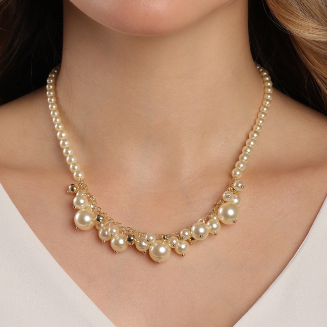GR-02136 COLAR BANHADO A OURO 18K COM PÉROLAS DE VARIADOS TAMANHOS