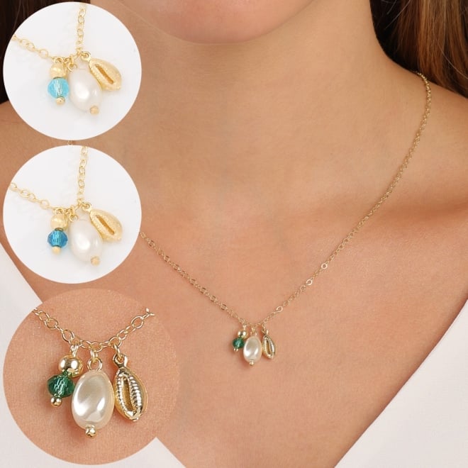 GR-02239 COLAR BANHADO A OURO 18K COM CORRENTE DELICADA E PINGENTES