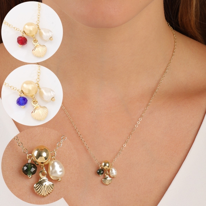 GR-02246 COLAR BANHADO A OURO 18K COM CORRENTE DELICADA E PINGENTES