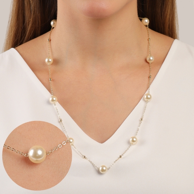 GR-02286 COLAR BANHADO A OURO 18K COM PÉROLAS INTERCALADAS.