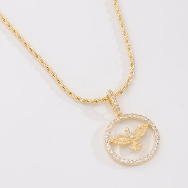 GR-02532 COLAR BANHADO A OURO 18K COM CORDÃO BAIANO E PINGENTE DE ESPÍRITO SANTO