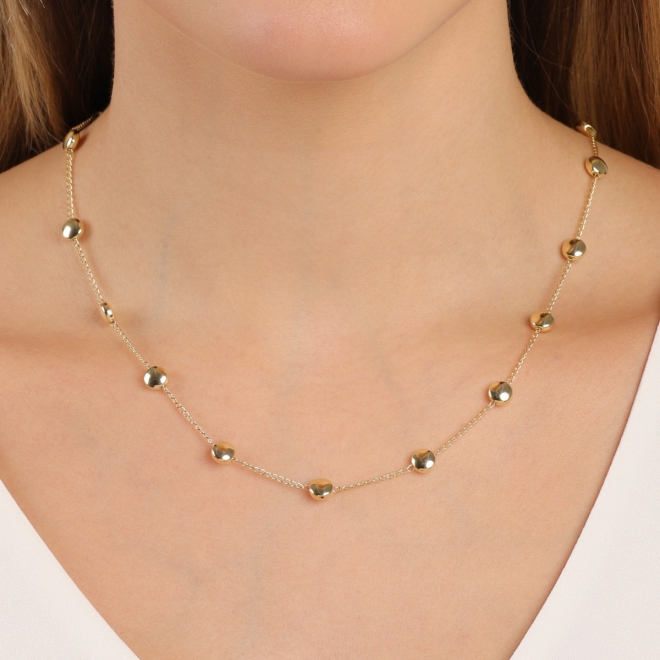 GR-03027 COLAR BANHADO A OURO 18K COM ESFERAS POLIDAS AO LONGO DA CORRENTE