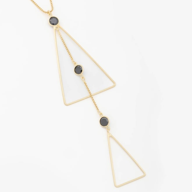 GR-2547 COLAR BANHADO A OURO 18K COM DESIGN ÚNICO DE PINGENTES EM FORMATO TRIANGULAR