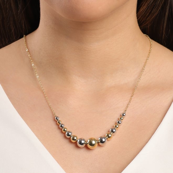 GRM-01637 COLAR BANHADO A OURO 18K COM MIX DE BANHO OURO 18K E R&Oacute;DIO E ESFERAS POLIDAS
