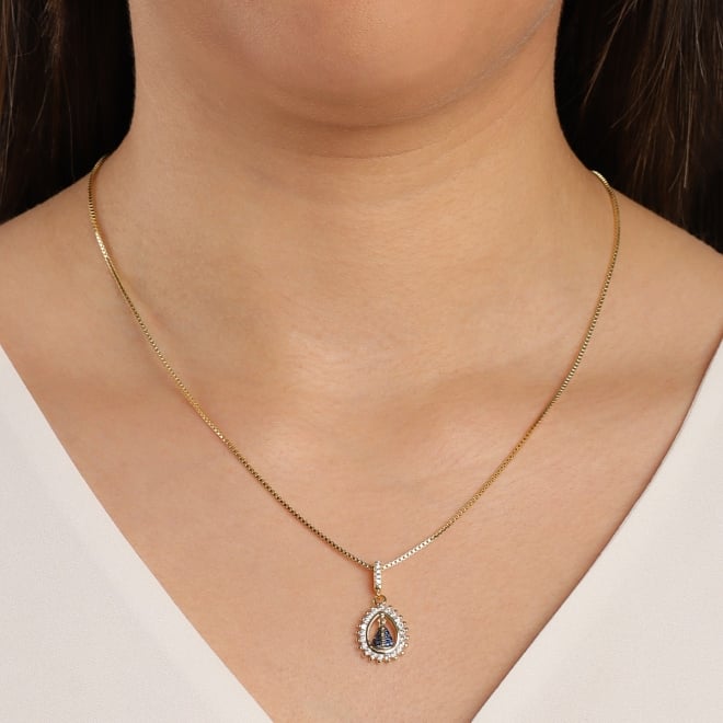 GRN-02021 COLAR BANHADO A OURO 18K COM PINGENTE DE N. S. APARECIDA CRAVEJADO EM ZIRCÔNIAS